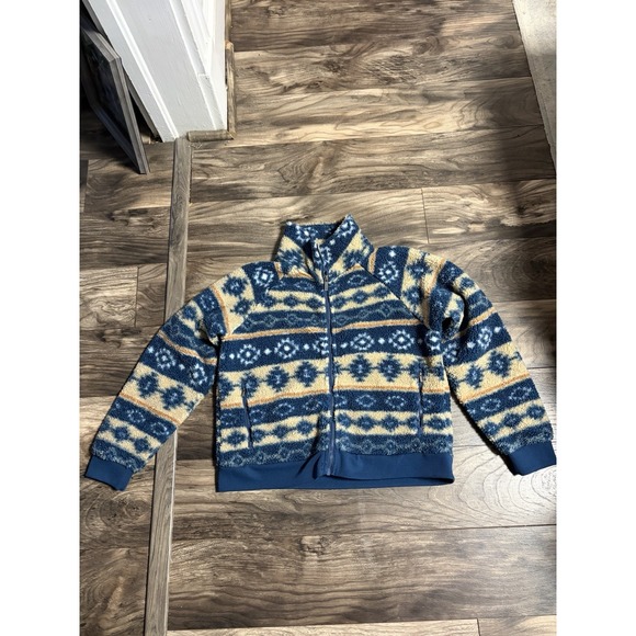 Kyodan Other - KYODAN Blue Patterned Curly Fleece Full Zip Oversized Jacket Size Kids Large 702